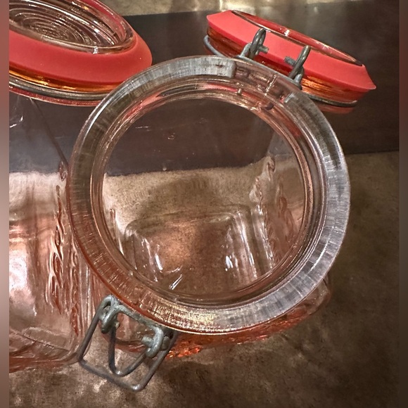 3 Piece Italian Casadis Milano Pink Glass Jars - Vintage Hand Blown Glass - Picture 8 of 10
